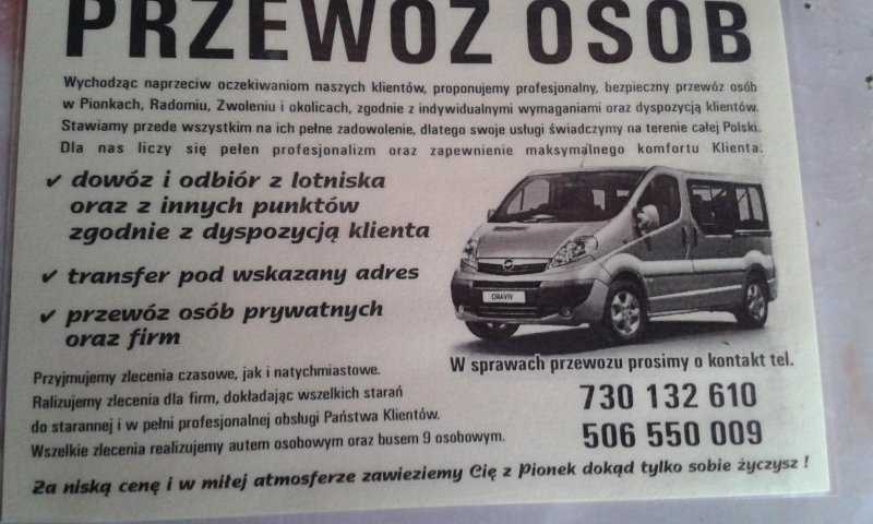 Zawioze i odbiorę !!! Okęcie, Modlin !!!